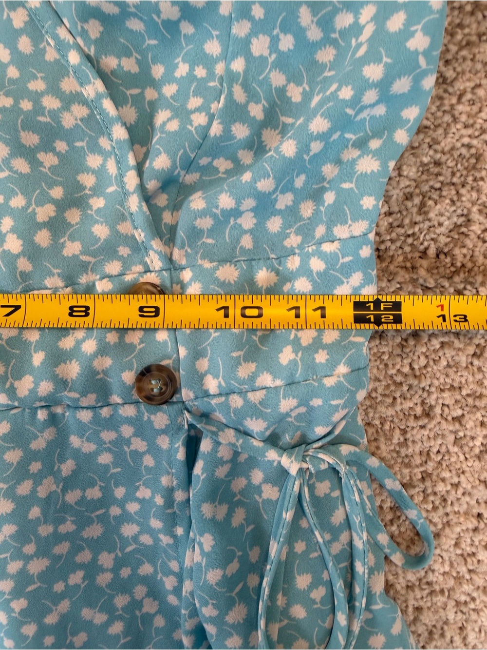 Sienna Sky Blue Floral Wrap Short Flutter Sleeve Maxi Dress Small Cottagecore - Picture 9 of 10